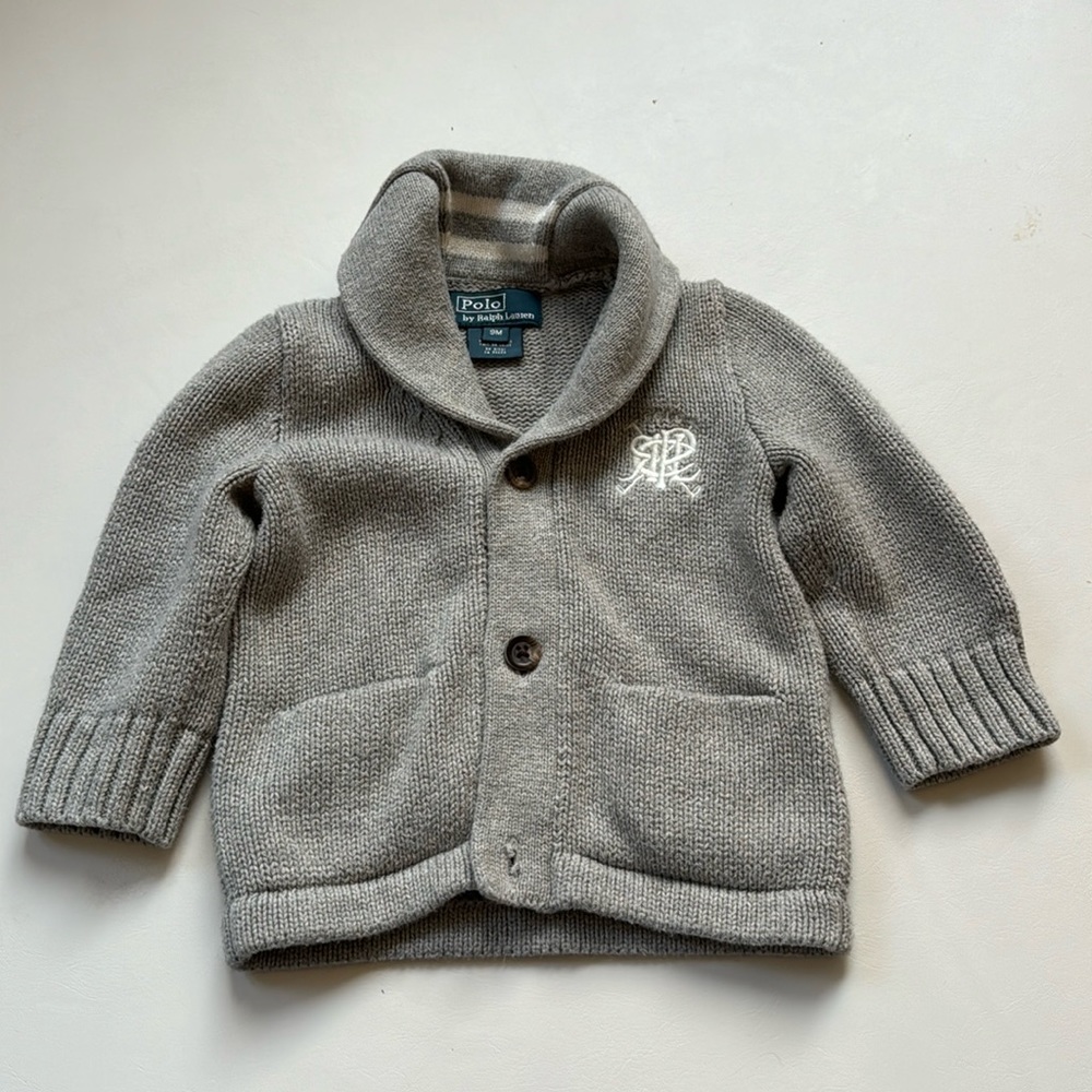 EUC Polo Ralph Lauren Baby Cotton Shawl Collar Cardigan